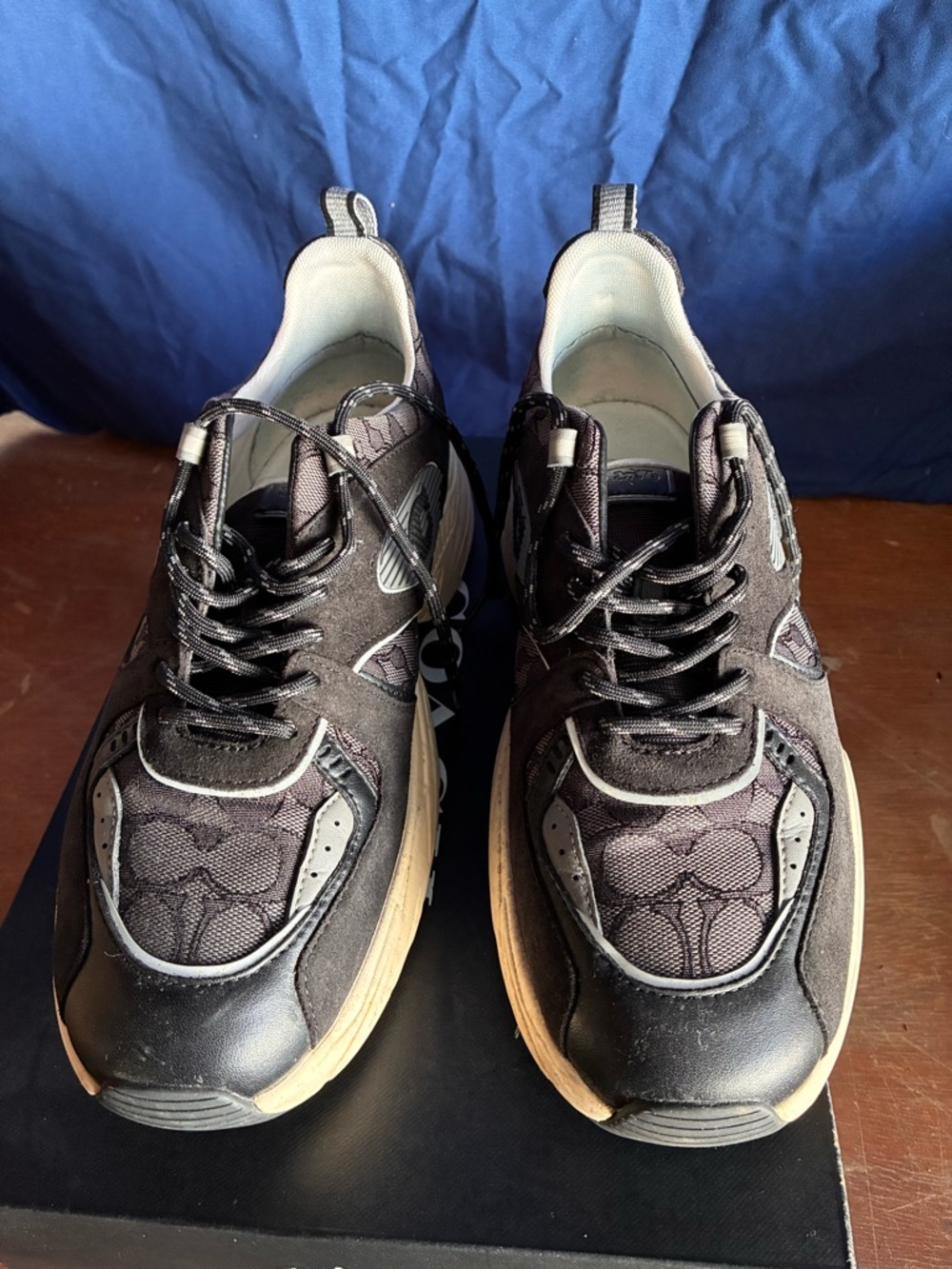 Coach Men's Black and Tan Chunky Lace-Up Sneaker